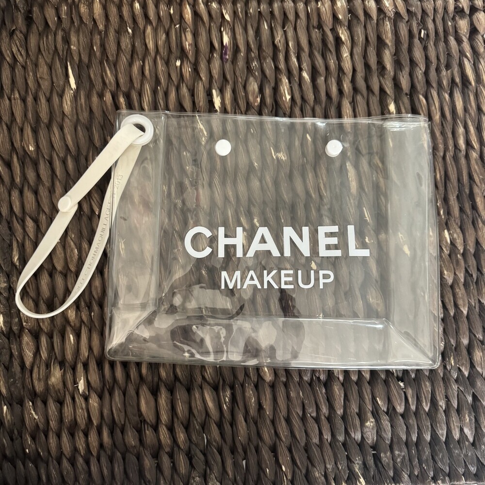 Vintage "Chanel Make Up Collection 2013" Clear Tote Make Up Bag With Wristlet